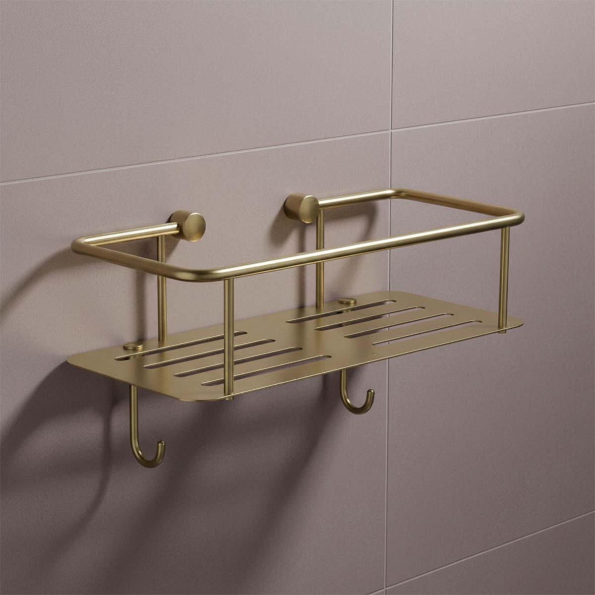 brushed brass shower caddy