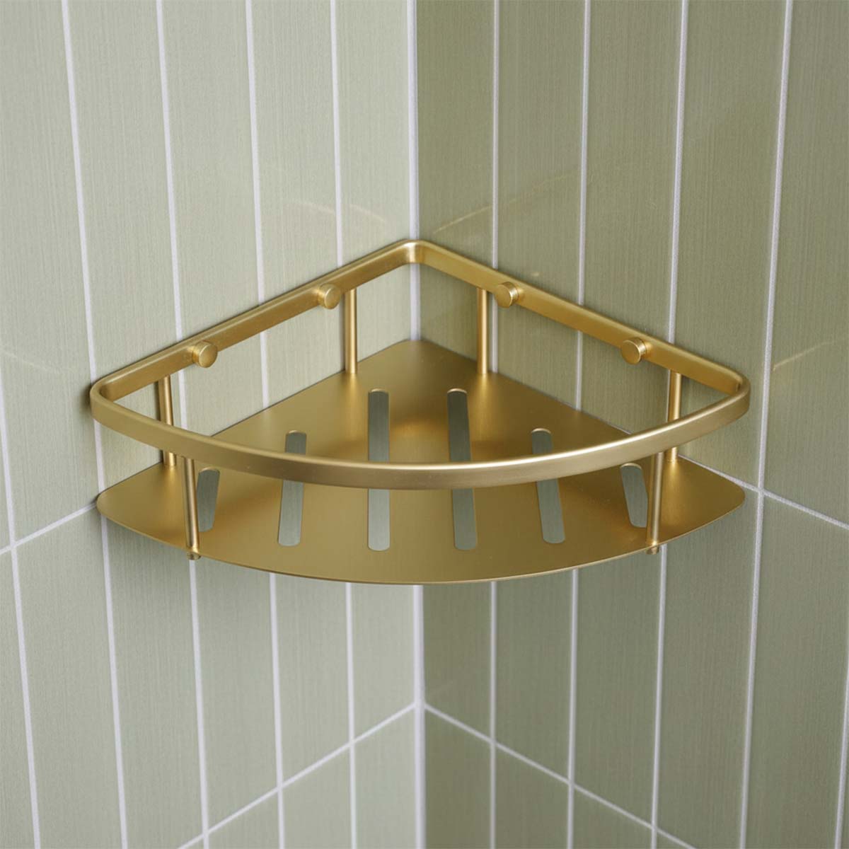 brushed brass shower caddy