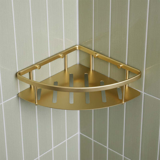 brushed brass shower caddy