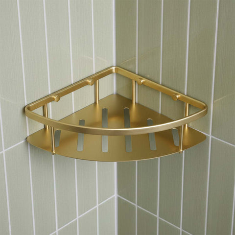 brushed brass shower caddy