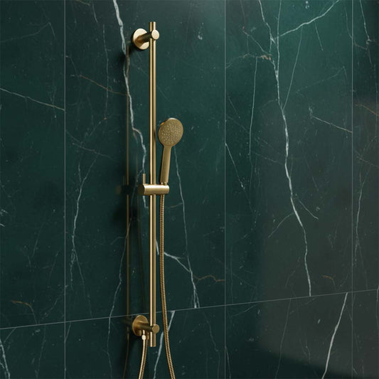 brushed brass shower riser rail