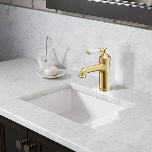 Aura Brushed Brass Traditional Single Lever Bathroom Mixer Tap