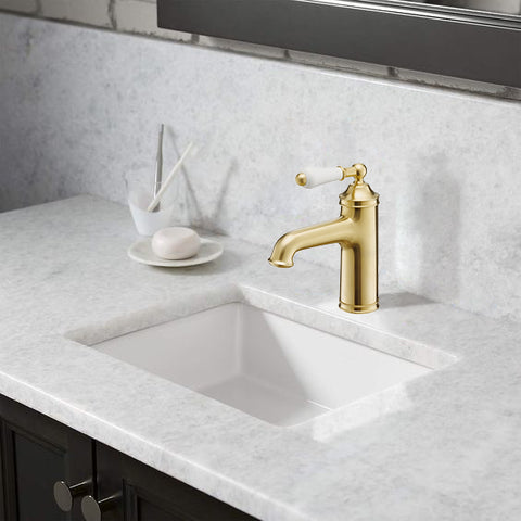 Traditional Single Lever Bathroom Mixer Tap - Brushed Brass