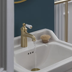 traditional brushed brass single lever basin tap