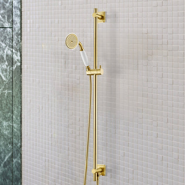 Aura Traditional Brushed Brass Shower Rail Set with Handset