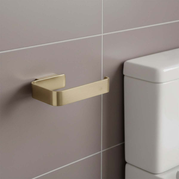 brushed brass square toilet roll holder