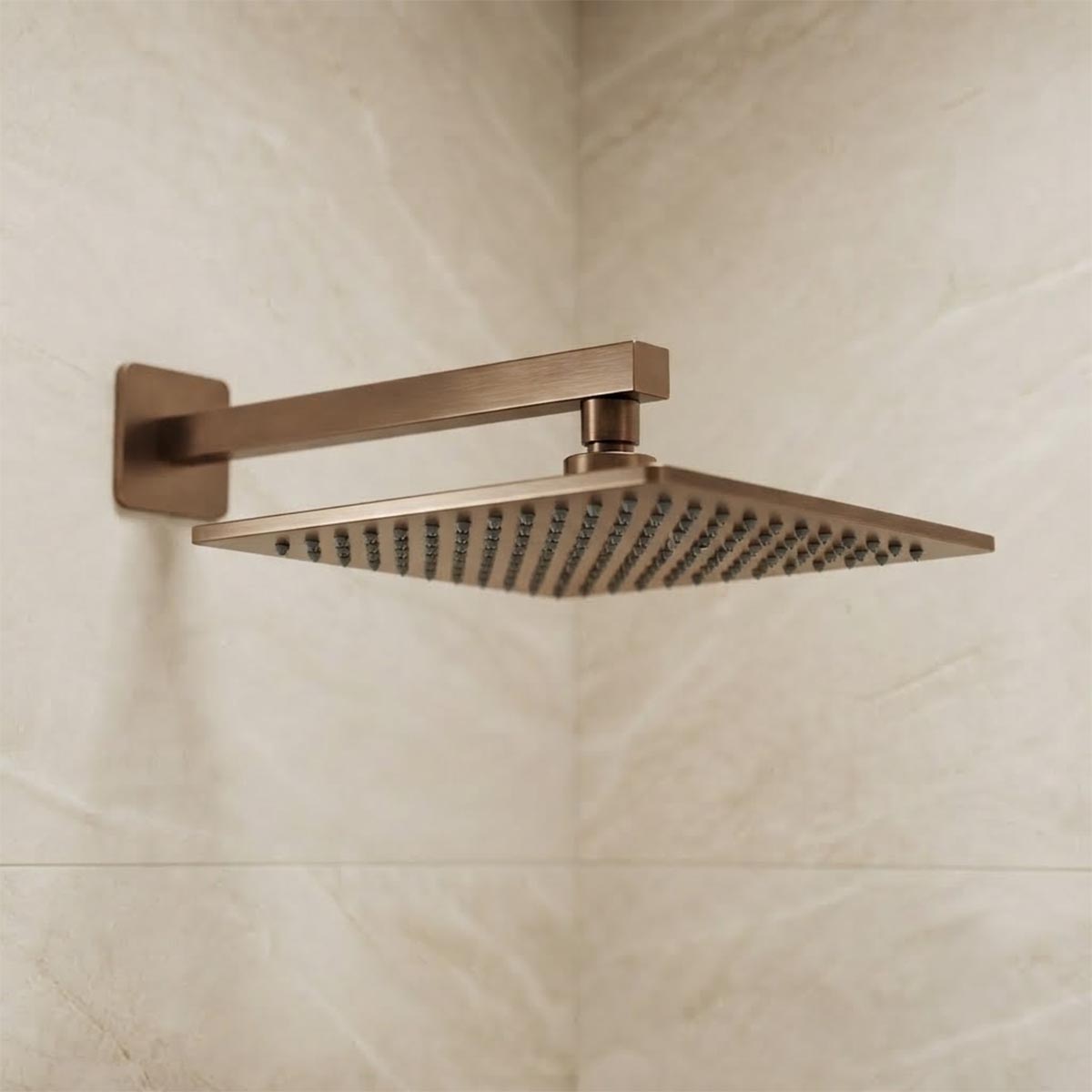 brushed bronze 250mm square shower head