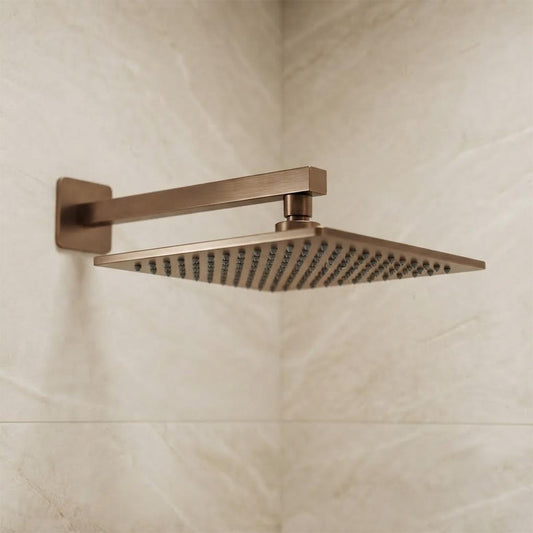 brushed bronze 250mm square shower head