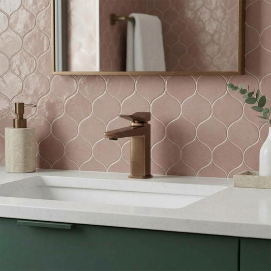 brushed bronze bathroom tap with single lever