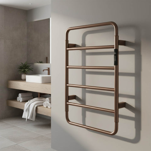 brushed bronze designer electric bathroom radiator