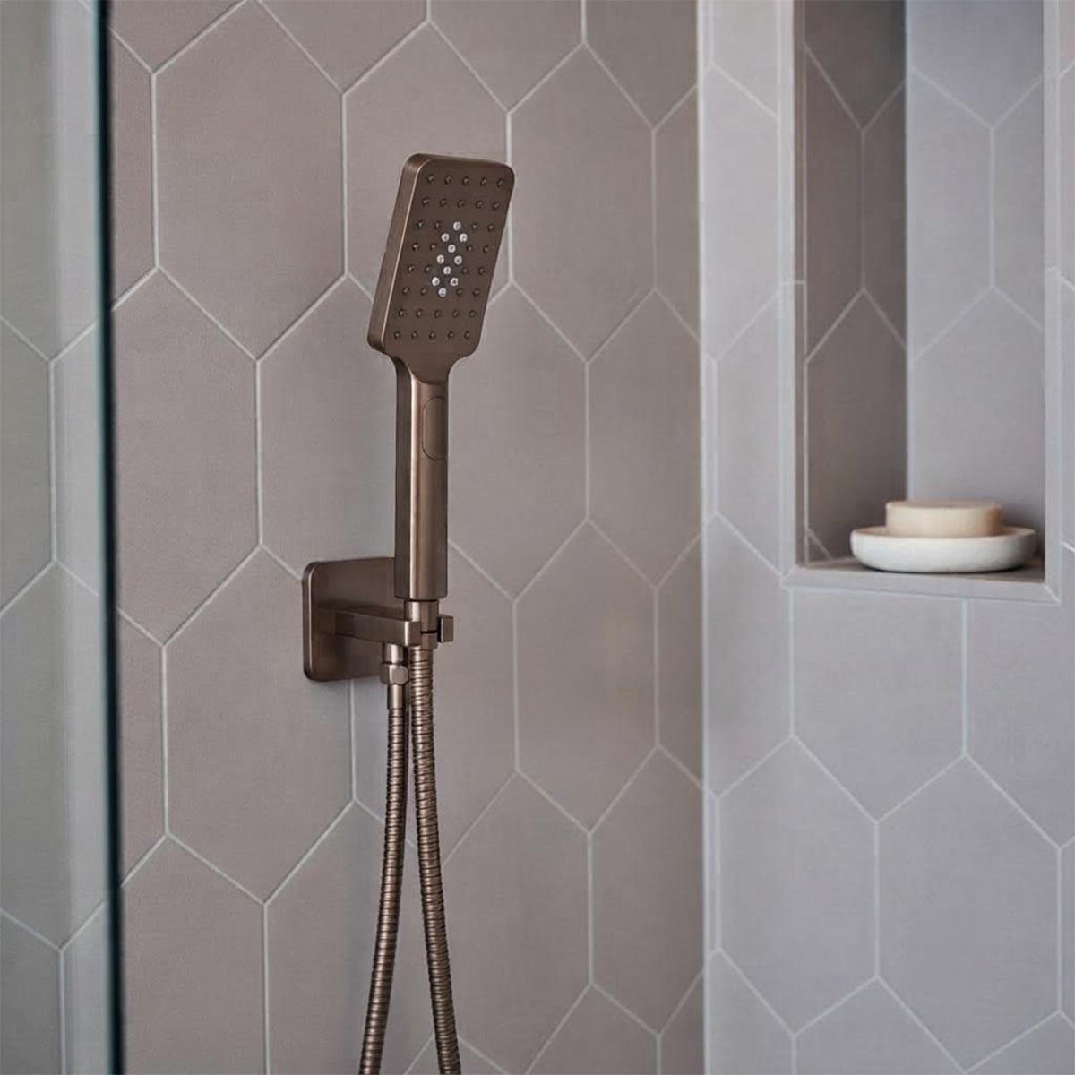 brushed bronze handheld shower head