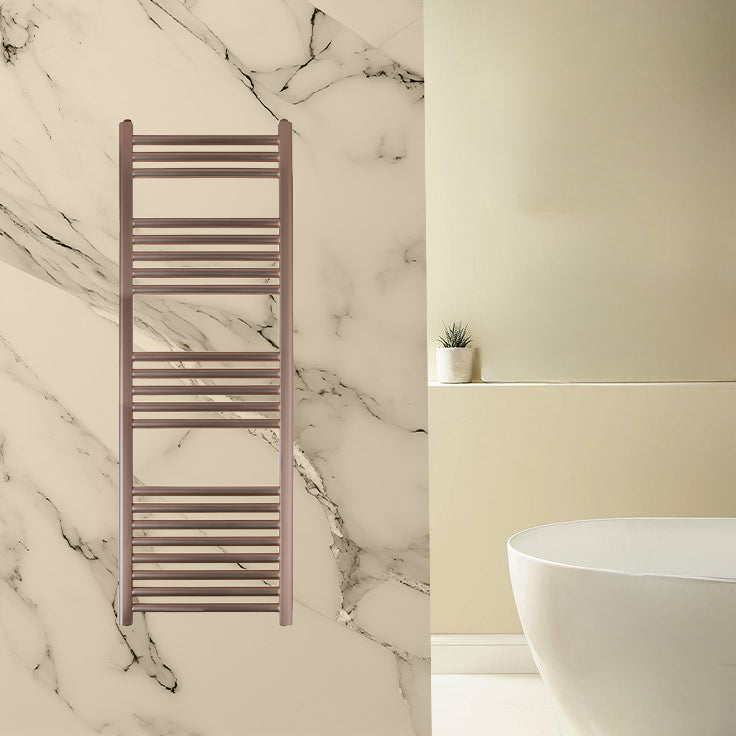 brushed bronze heated towel rail