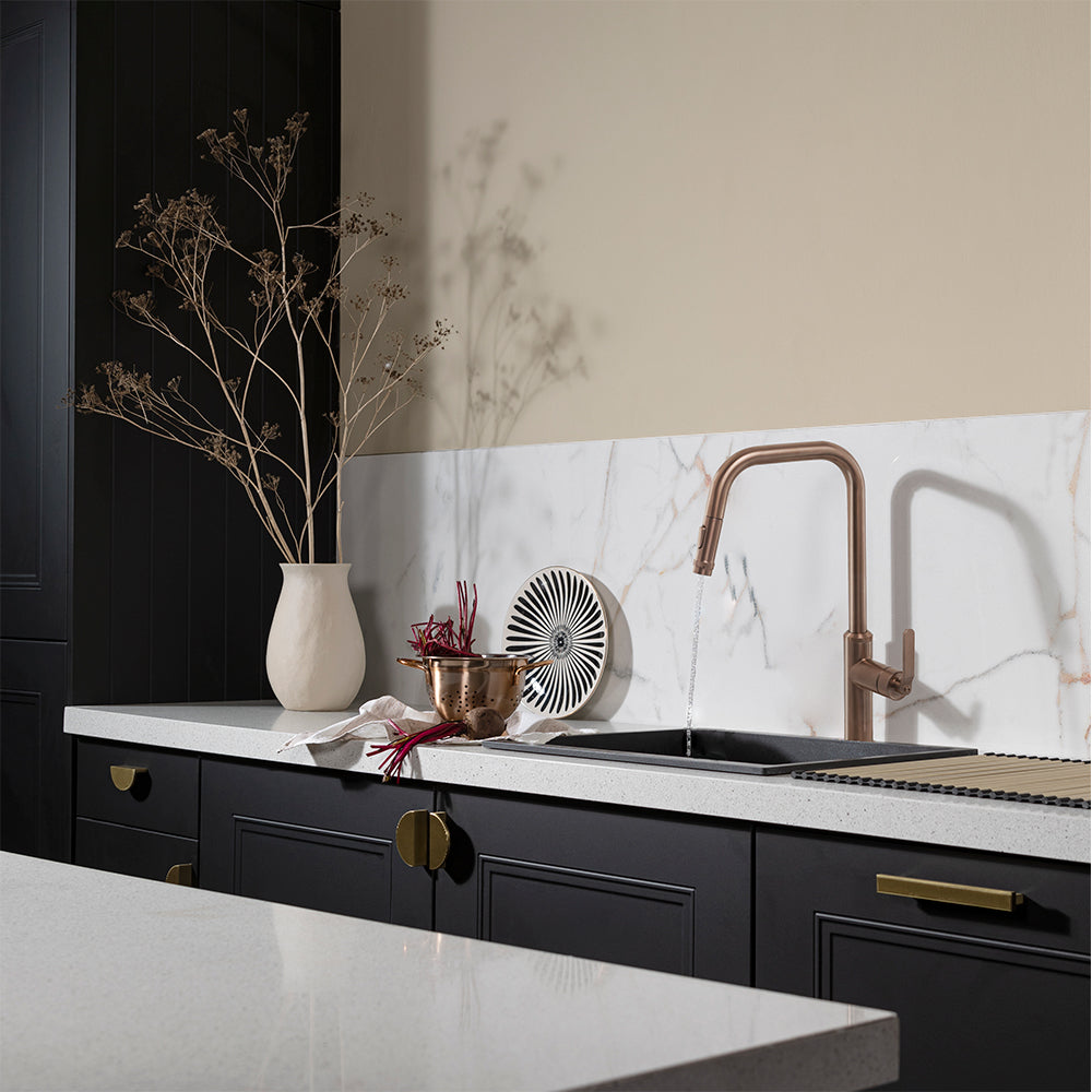 bronze kitchen mixer tap with pull out