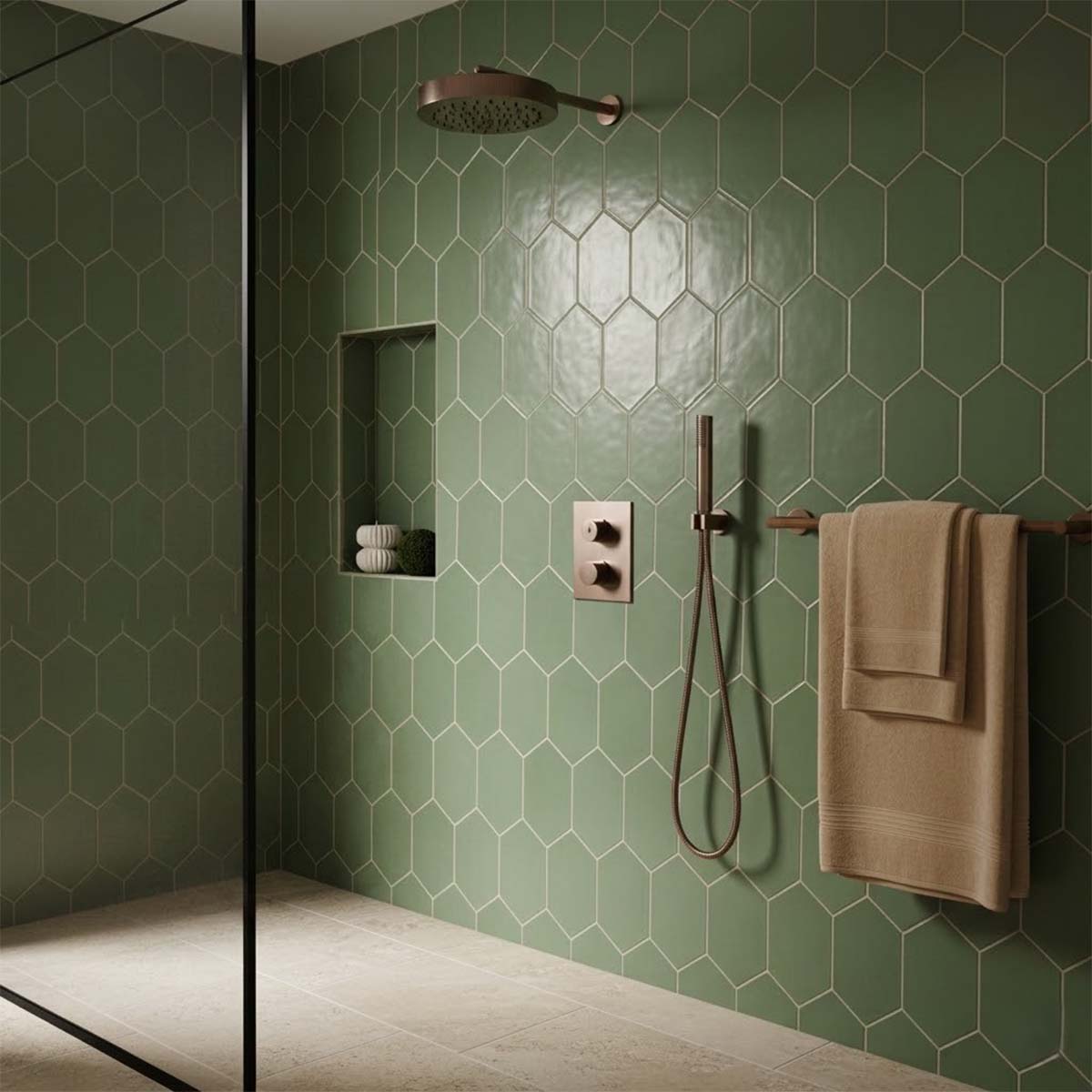 brushed bronze round shower head 