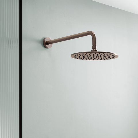 bronze shower head and arm