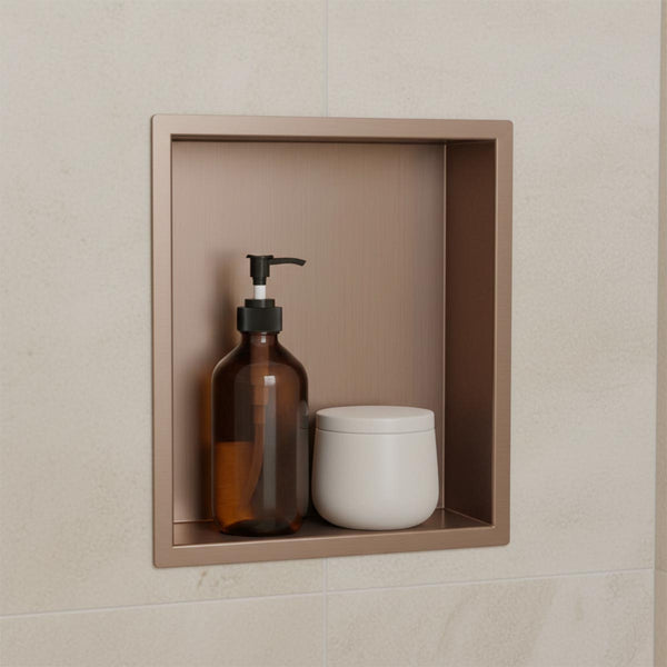 brushed bronze shower niche