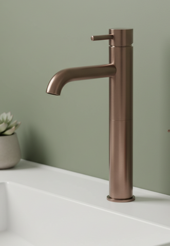 brushed bronze tall basin mixer tap 