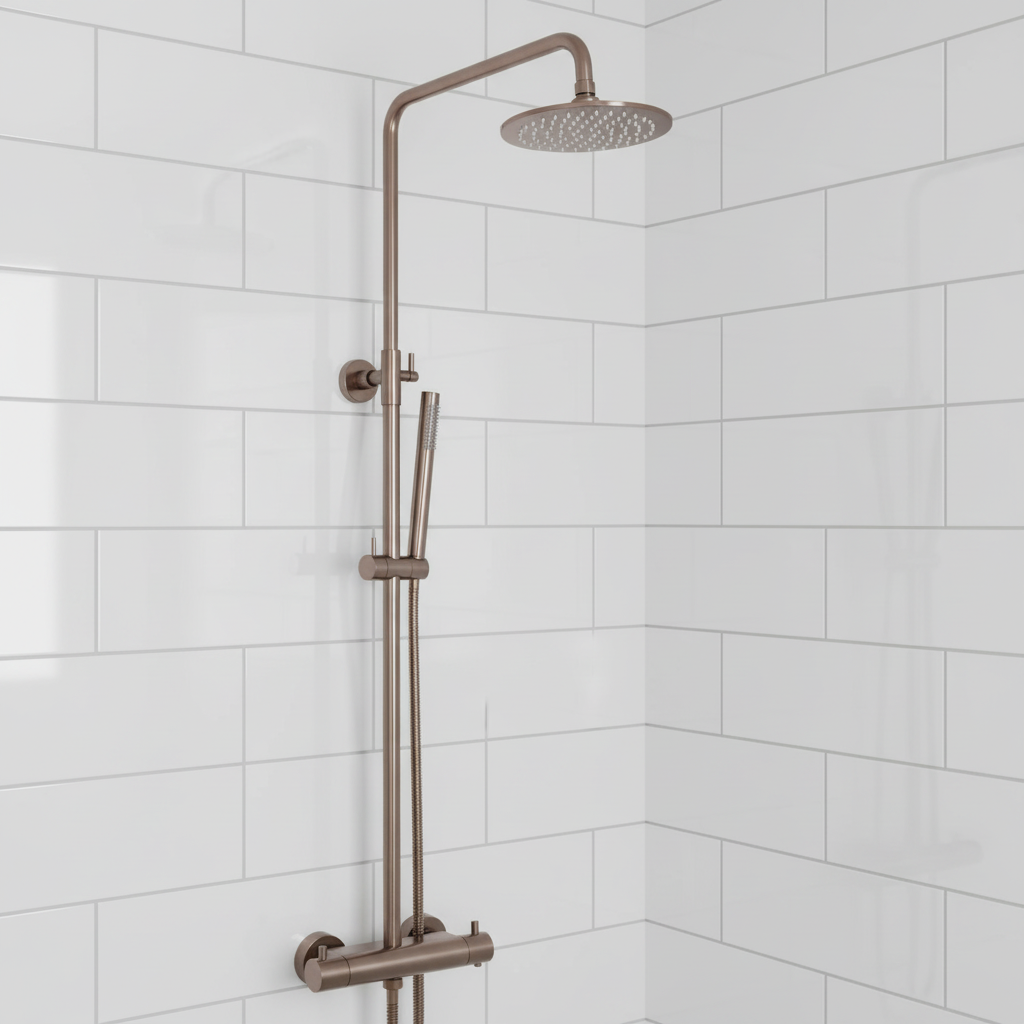 brushed bronze thermostatic shower