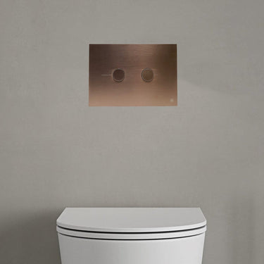 Round Pneumatic Toilet Flush Plate - Brushed Bronze