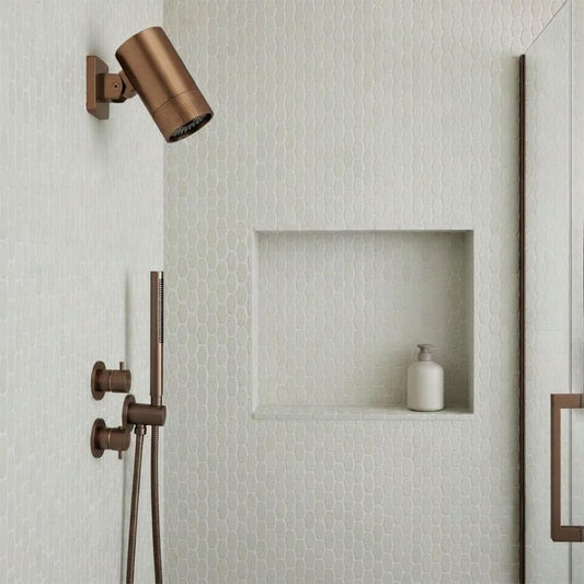 brushed bronze wall mounted round shower head rainfall 