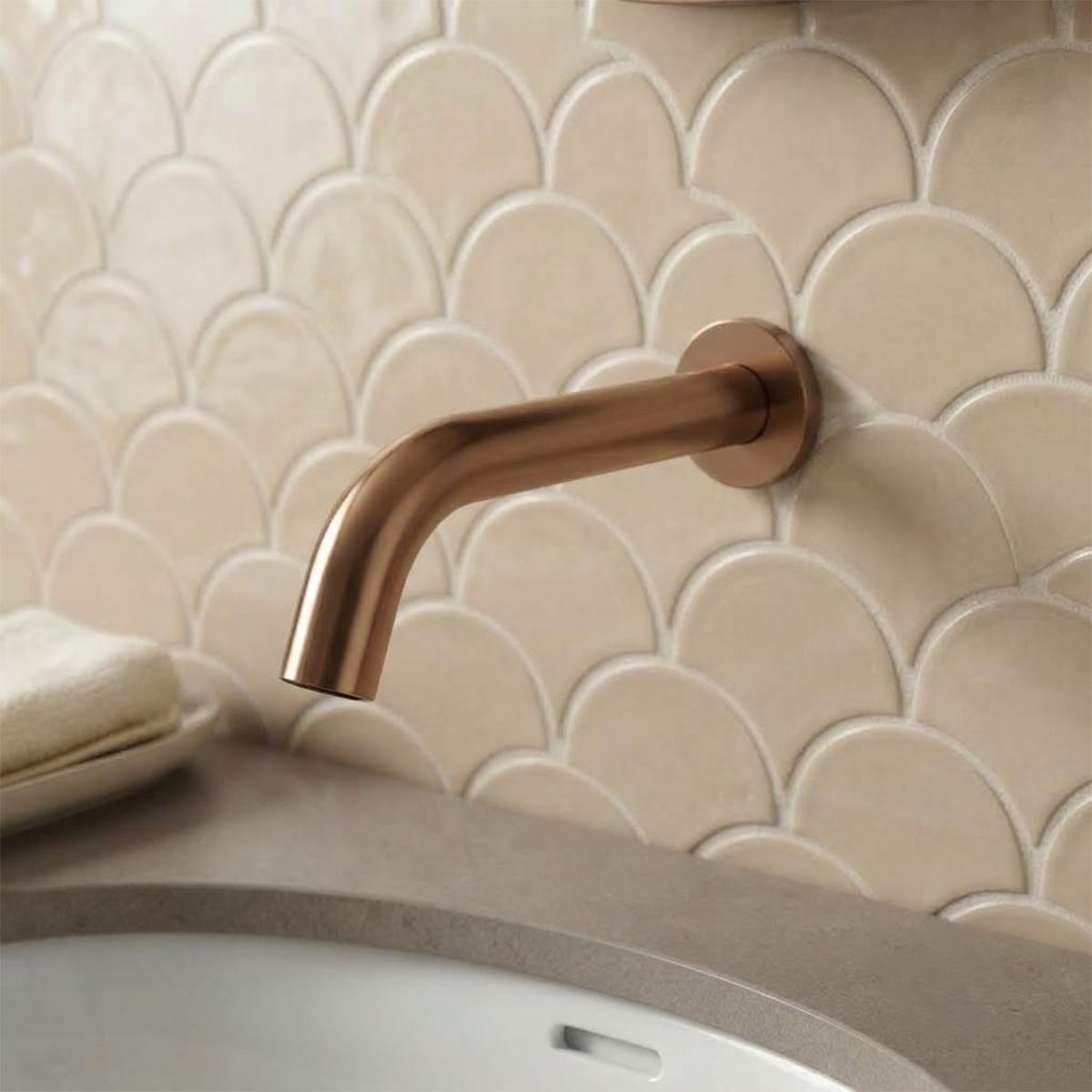 brushed bronze wall mounted sensor tap 250mm