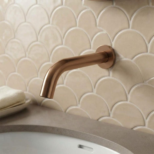 brushed bronze wall mounted sensor tap 250mm