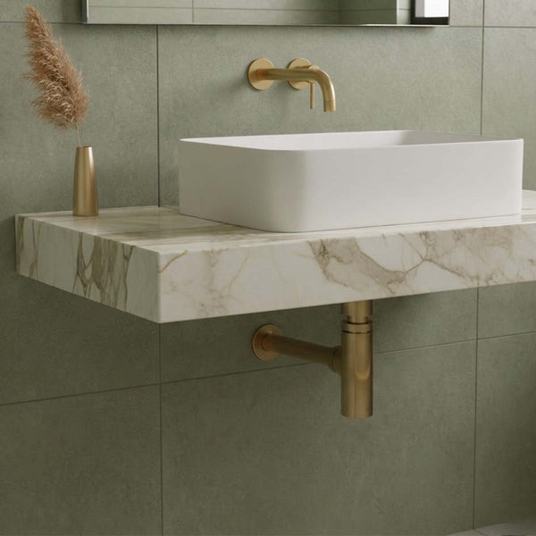 brushed gold basin bottle trap 