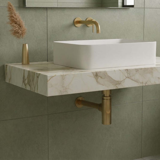 brushed gold basin bottle trap 