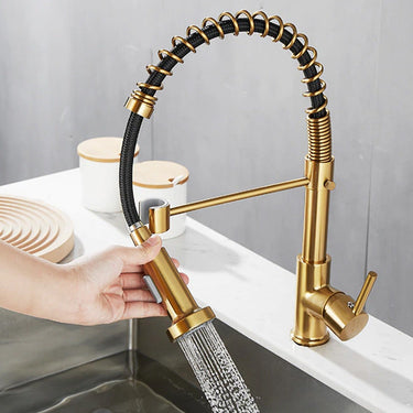 Flexible Spring Pullout Kitchen Tap with Single Lever