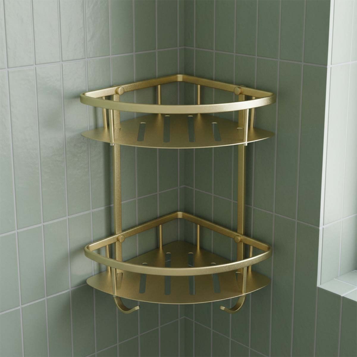 brushed gold corner shower caddy