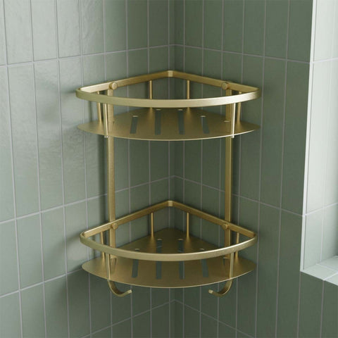 brushed gold corner shower caddy