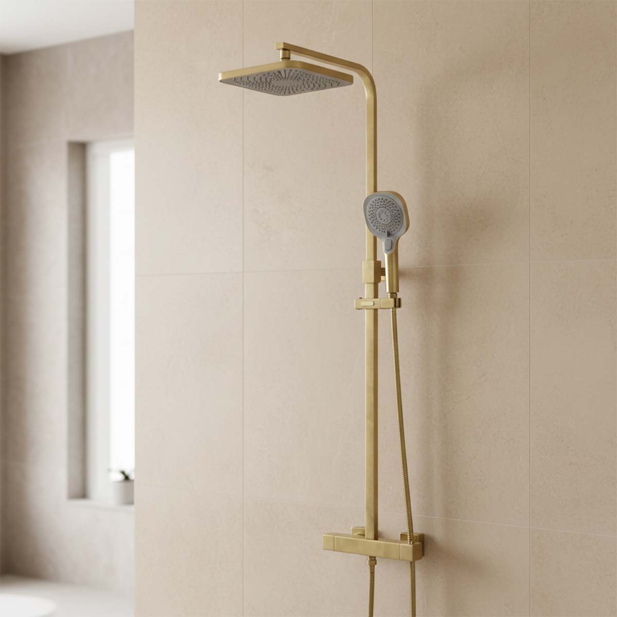 brushed gold thermostatic shower