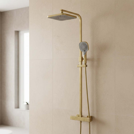 brushed gold thermostatic shower