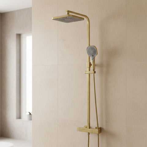 brushed gold thermostatic shower