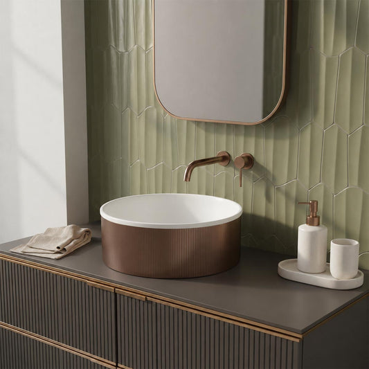 ceramic round counter top vassel bronze