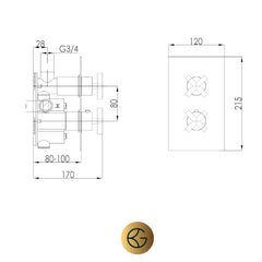 Brushed Brass Square Shower Valve