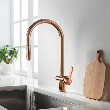 Rose Gold Single Lever Pull Out Kitchen Tap