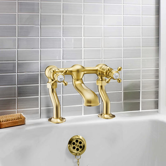 Aura Traditional Bath Filler Tap Brushed Brass