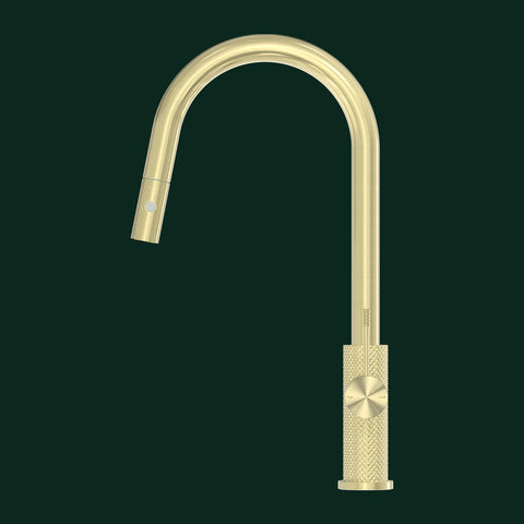 Gold Kitchen Tap with Pull Out Spray - Brushed Brass