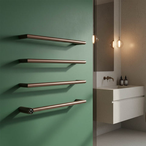 electric towel rail holder with thermostat - brushed bronze