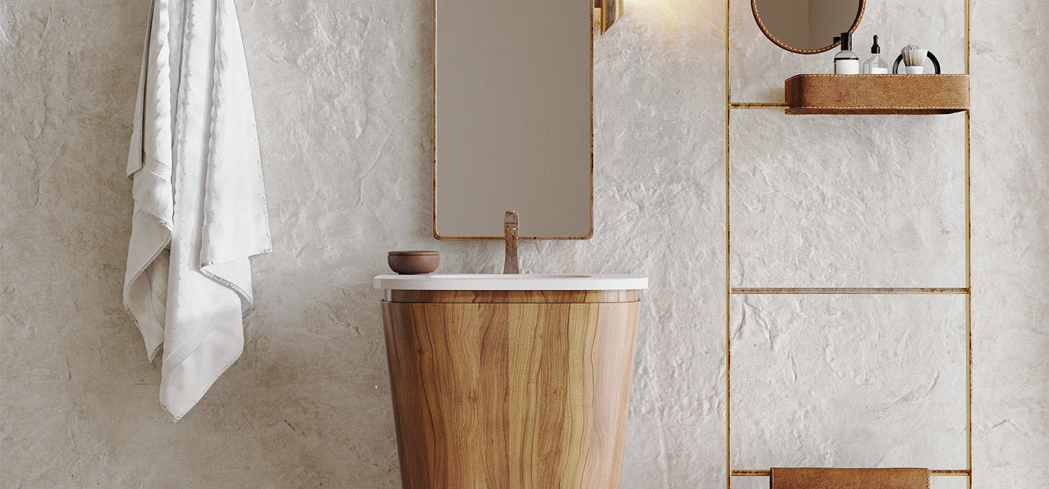 Freestanding Stone Resin Basin - Gold Bathroom UK