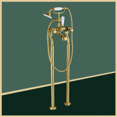 freestanding bath shower mixer tap brushed gold