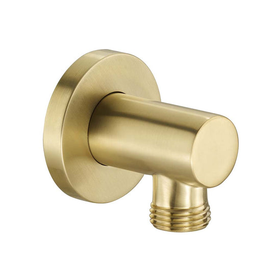 Round Brushed Brass Outlet Elbow