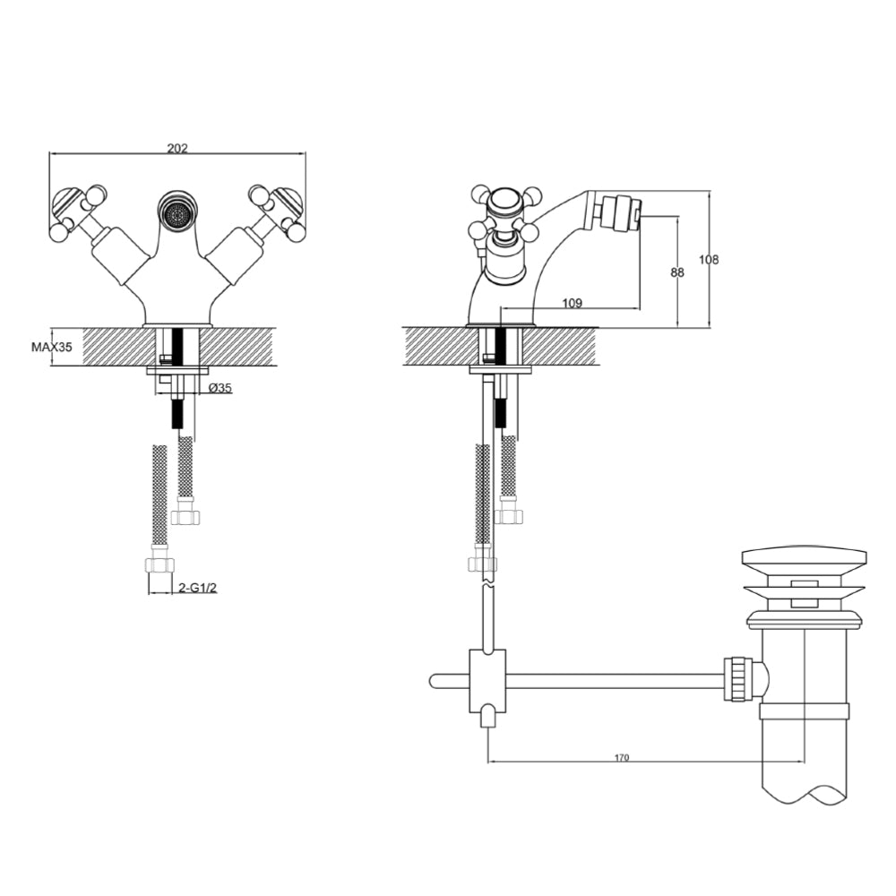 bidet mixer tap gold