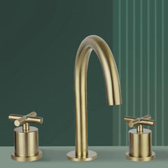 Gold basin mixer tap deck mounted