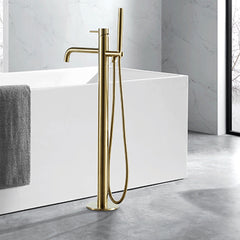 gold freestanding bath tap with shower kit