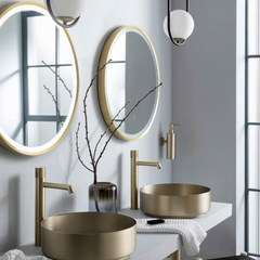 Gold frame bathroom mirror