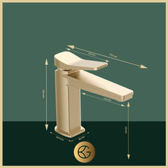 gold tap single lever technical drawing