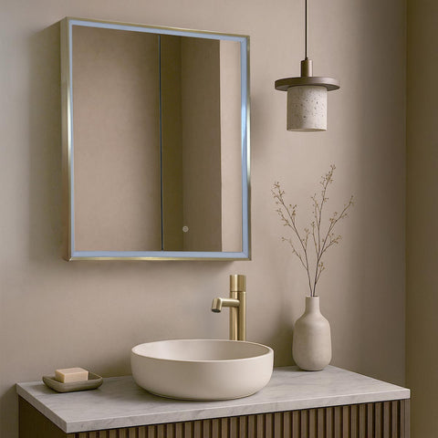 gold bathroom mirror cabinet with light