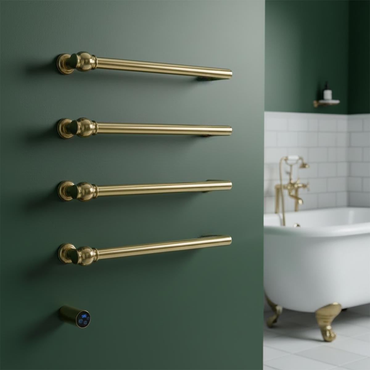 gold electric towel radiator traditional style